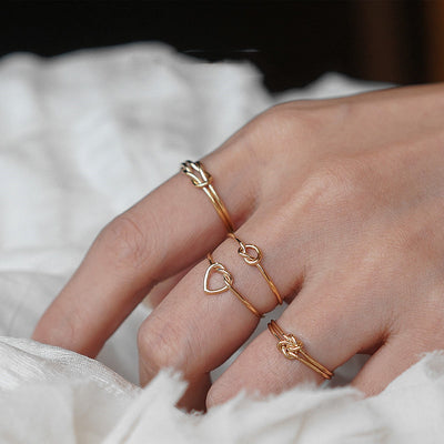 Stacking 14K Gold-Painted Heart Rings