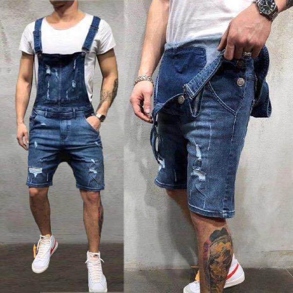 Denim jumpsuit with suspenders