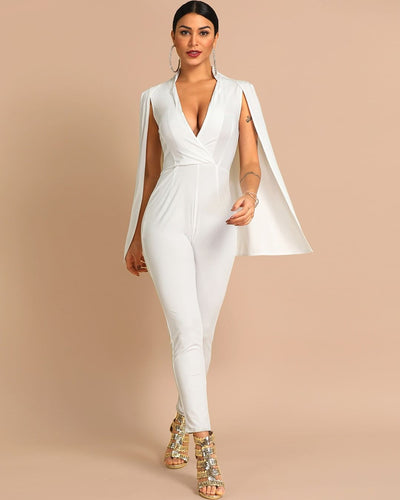 Fashion Sexy Shawl Jumpsuit, white party night