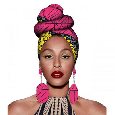 Fashion African Headscarves And Earrings 2 Pieces