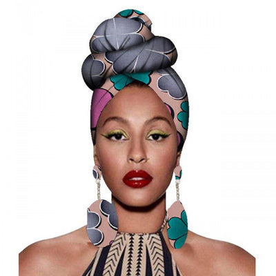 Fashion African Headscarves And Earrings 2 Pieces