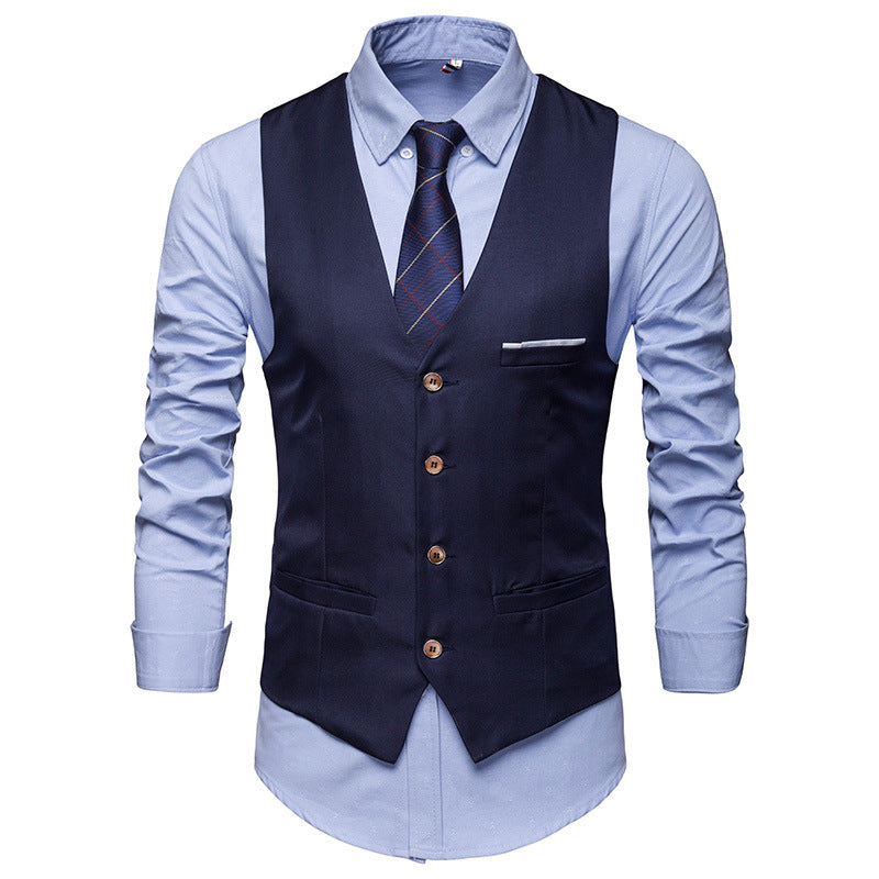 Men's Suit Vest Black Slim Casual Suit