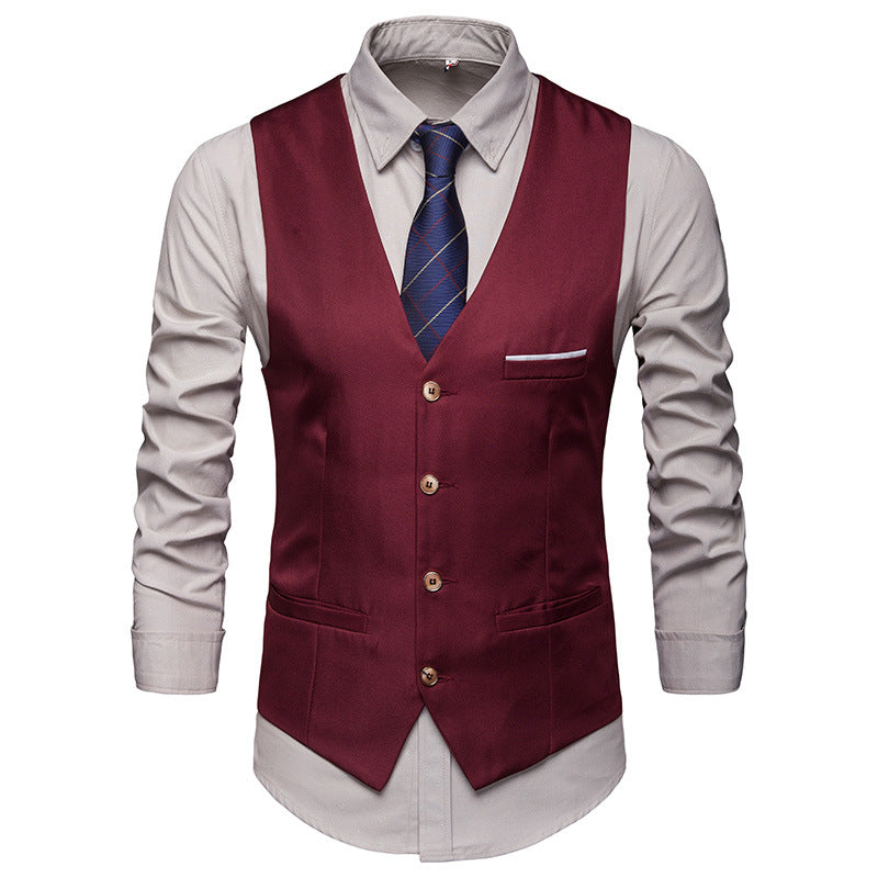 Men's Suit Vest Black Slim Casual Suit