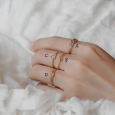 Stacking 14K Gold-Painted Heart Rings