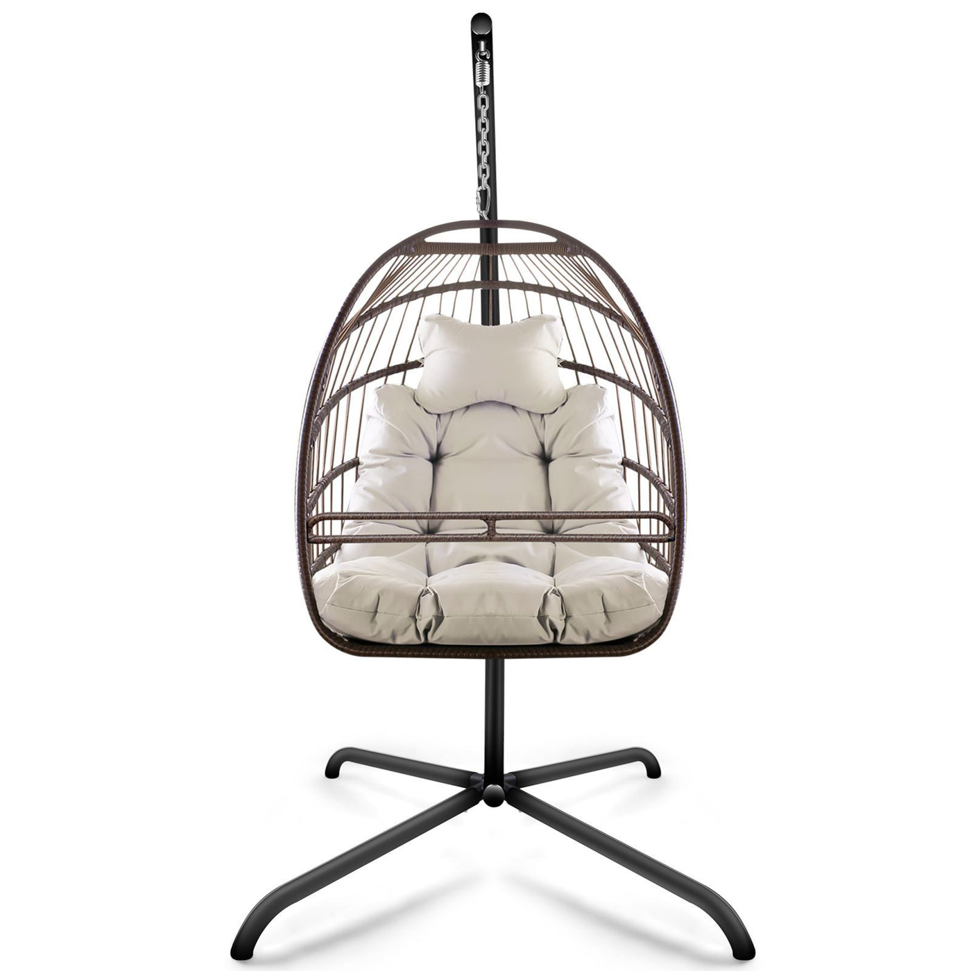 Swing Egg Hanging Chair With Guardrail And Cup Holder,