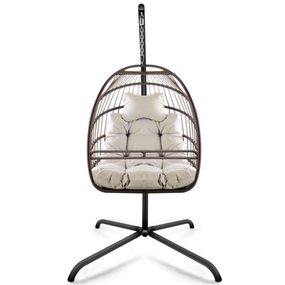 Swing Egg Hanging Chair With Guardrail And Cup Holder,