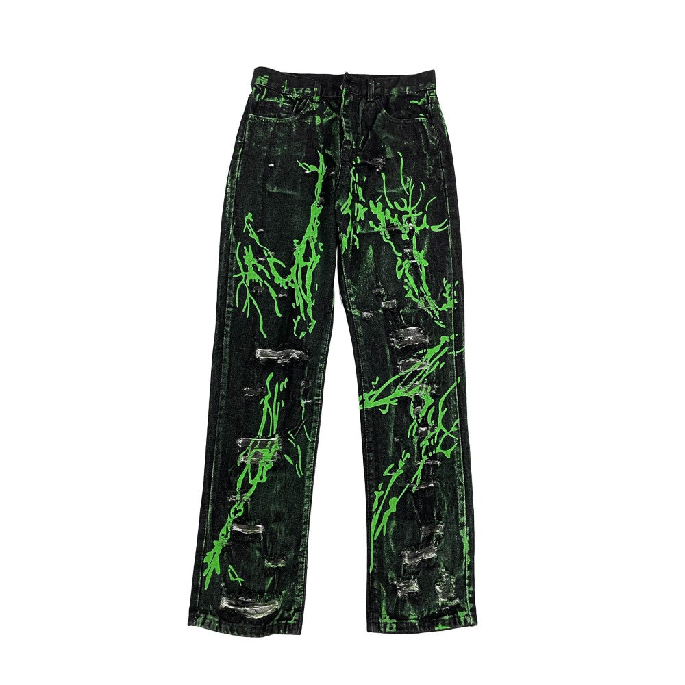 Green Splash Old rapper Jeans