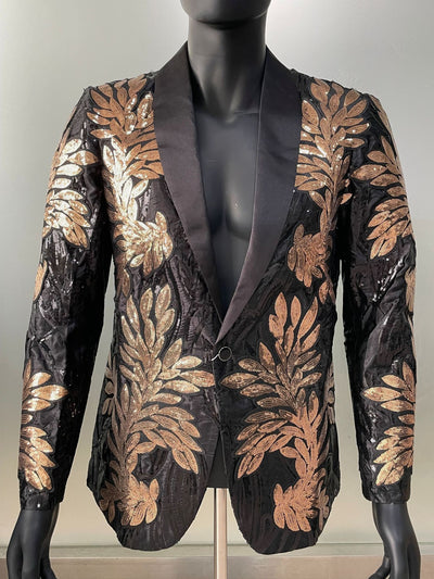 Men's Gold Sequin Applique Suit Casual Suit Jacket