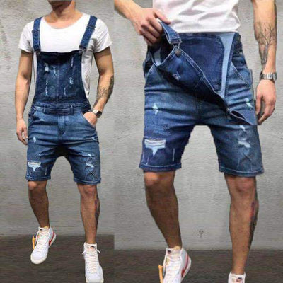 Denim jumpsuit with suspenders