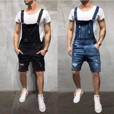 Denim jumpsuit with suspenders