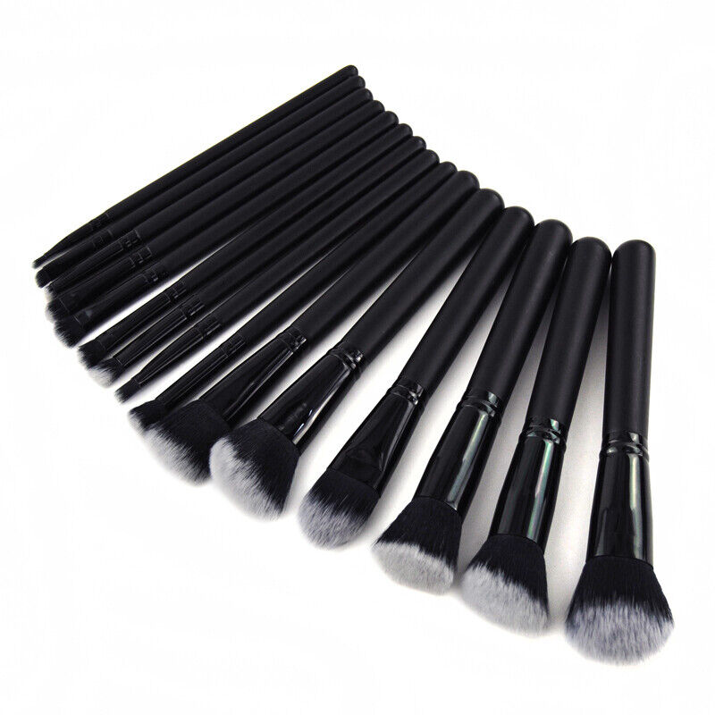 15Pcs Black Make Up Brushes