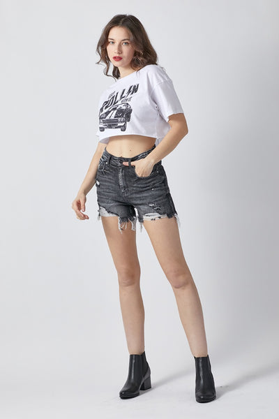 Elegant Fashion Distressed Denim Shorts