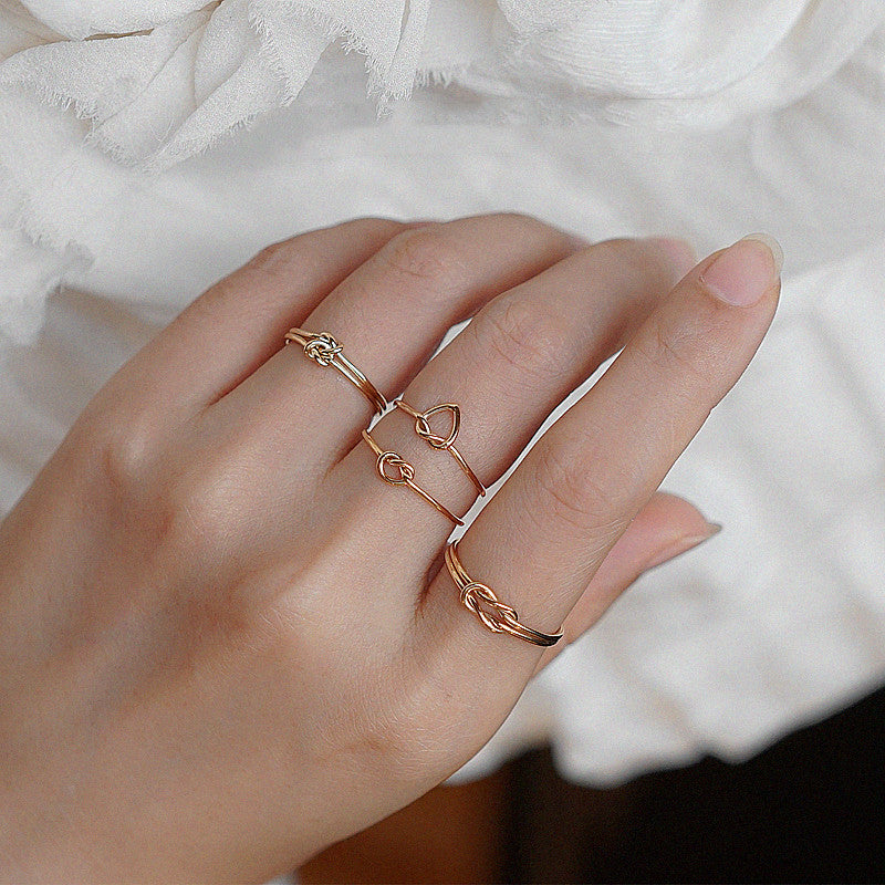 Stacking 14K Gold-Painted Heart Rings