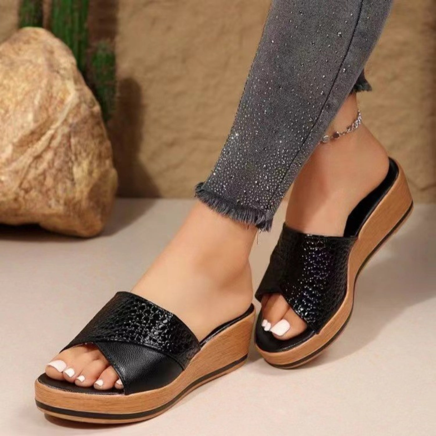 Elegant fashion Leather Open Toe DW