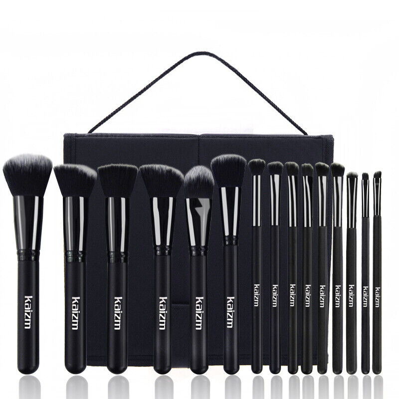 15Pcs Black Make Up Brushes