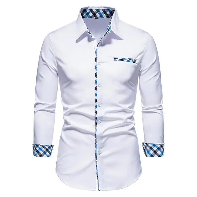 Plaid Patchwork Formal Shirts for Men