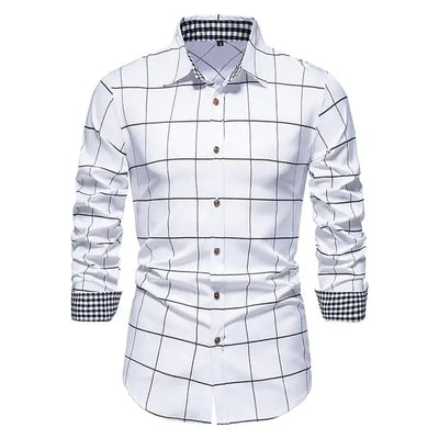 Plaid Patchwork Formal Shirts for Men