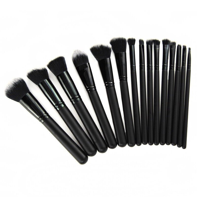 15Pcs Black Make Up Brushes