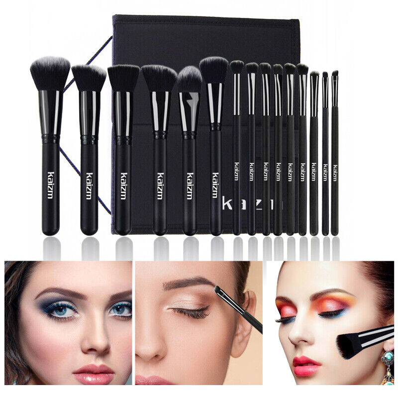 15Pcs Black Make Up Brushes