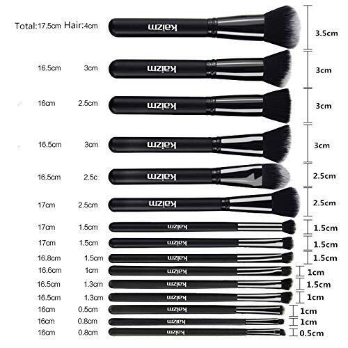 15Pcs Black Make Up Brushes